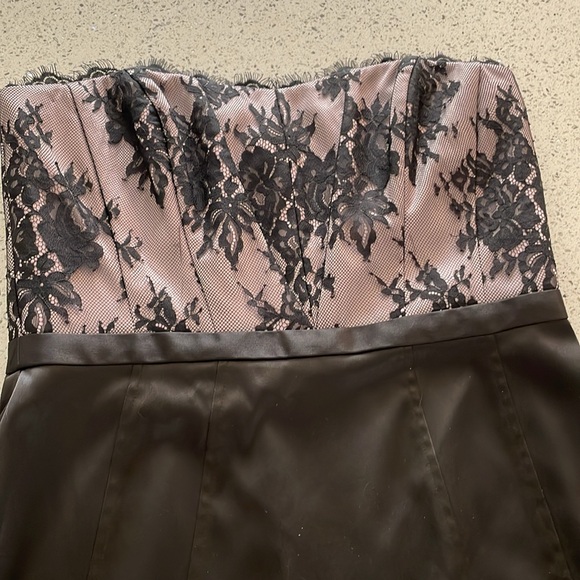 White House Black Market formal strapless dress. Size 10. Black and pink. - Picture 2 of 7